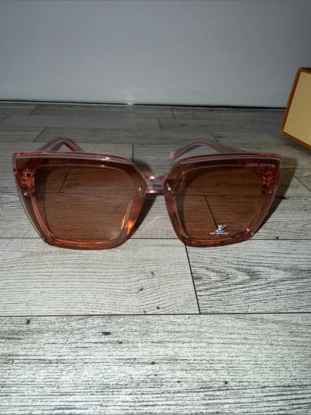 New Designer inspired Translucent Pink Square Sunglasses